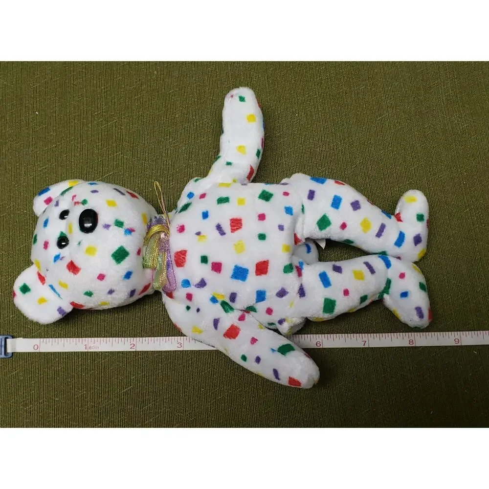 TY Beanie Baby Y2K Millennium Red White Blue Confetti Plush Stuffed Animal